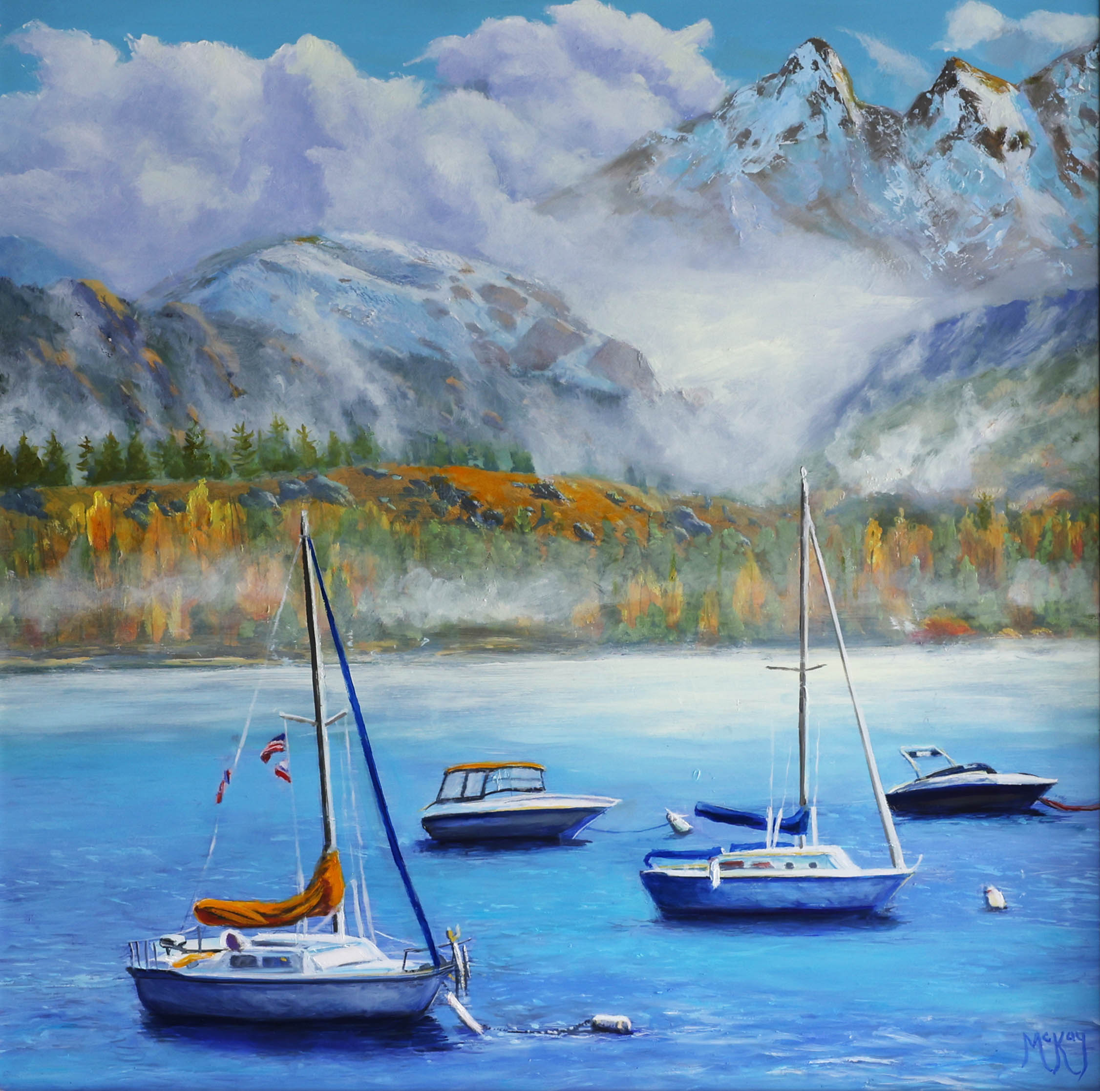 Misty Morning 18x18 $1950 at Hunter Wolff Gallery